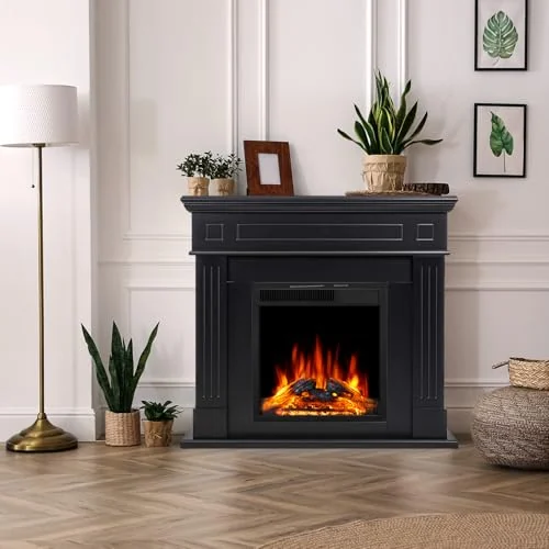 R.W.FLAME 43-inch Mantel Electric Fireplace — 43 inches · Black detail 1