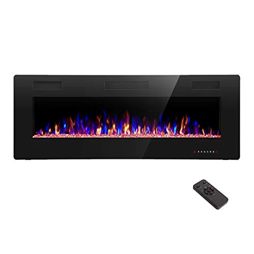 R.W.FLAME Ultra-Thin Recessed Electric Fireplace — 50" · Black detail 1