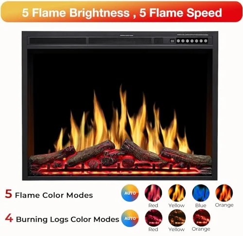 R.W.FLAME Classic Electric Fireplace Insert — 34 · Black detail 3