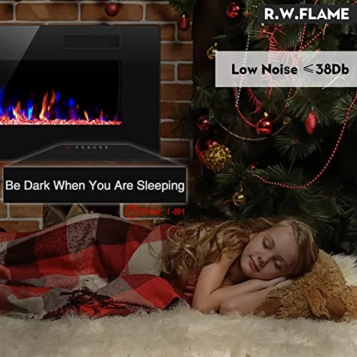 R.W.FLAME Ultra-Thin Recessed Electric Fireplace — 42" · Black detail 3