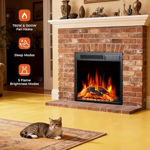 R.W.FLAME Classic Electric Fireplace Insert — 22'' · Black detail 2