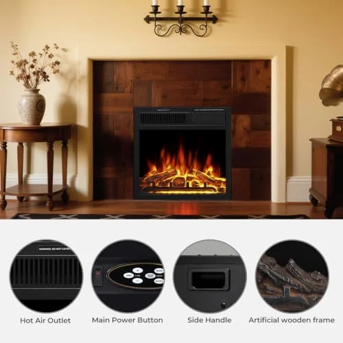 R.W.FLAME Classic Electric Fireplace Insert — 20'' · Black detail 3
