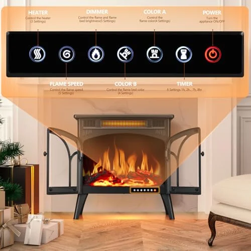R.W.FLAME 25-inch Cathedral Electric Stove — 25" · Black detail 2