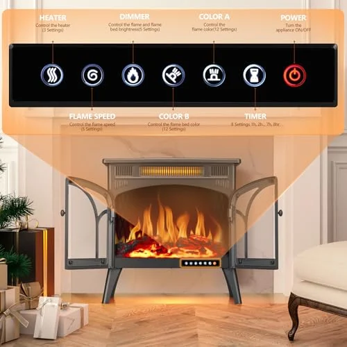 R.W.FLAME 25-inch Cathedral Electric Stove — 25" · Gray detail 2
