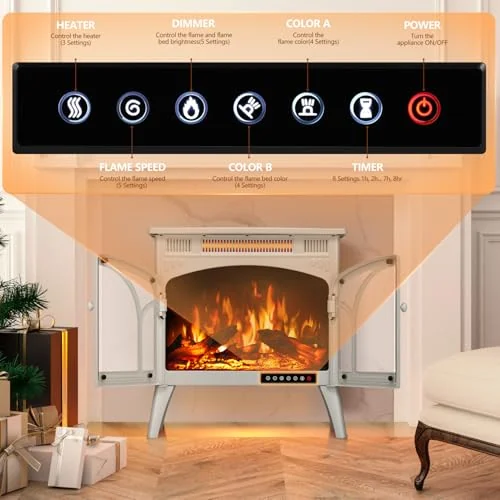 R.W.FLAME 25-inch Cathedral Electric Stove — 25" · Beige detail 3