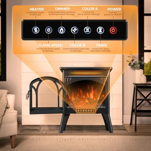 R.W.FLAME 17-inch Cathedral Electric Stove — 17" · Black detail 3