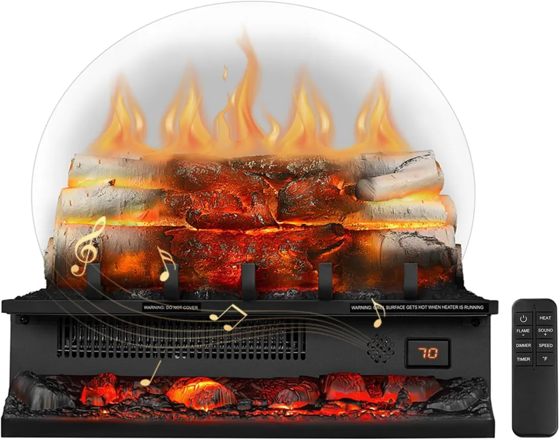 20-inch Crackling Electric Log Heater