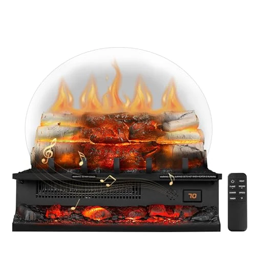 R.W.FLAME 20-inch Crackling Electric Log Heater — 20" · Whitish Gray Logs detail 1