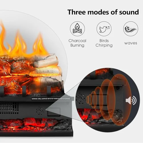 R.W.FLAME 20-inch Crackling Electric Log Heater — 20" · Whitish Gray Logs detail 2
