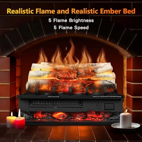 R.W.FLAME 20-inch Crackling Electric Log Heater — 20" · Whitish Gray Logs detail 3