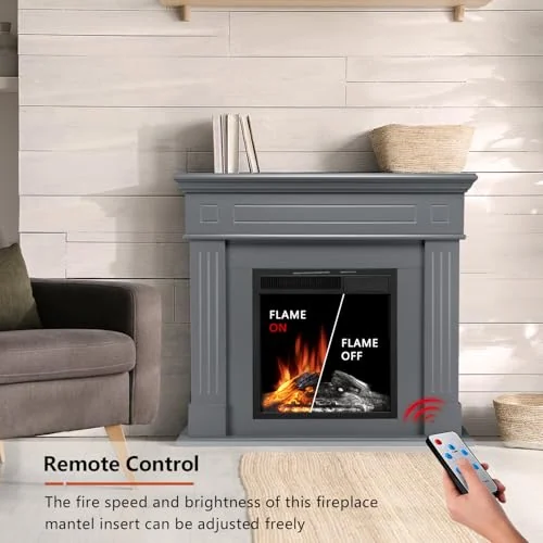 R.W.FLAME 43-inch Mantel Electric Fireplace — 43 inches · Gray detail 3