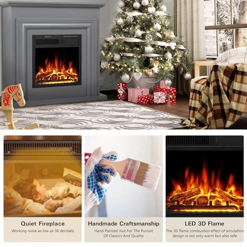 R.W.FLAME 36-inch Mantel Electric Fireplace — 36'' · Gray detail 2