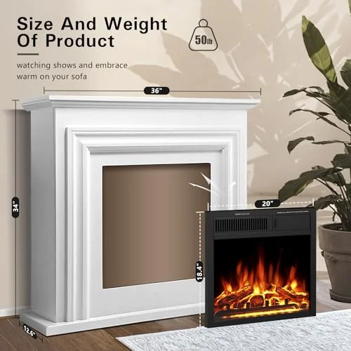 R.W.FLAME 36-inch Mantel Electric Fireplace — 36'' · Pearlwhite detail 3