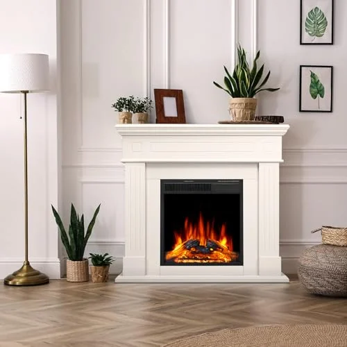 R.W.FLAME 43-inch Mantel Electric Fireplace — 43 inches · Cream detail 1
