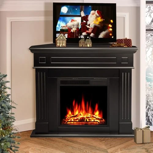 R.W.FLAME 43-inch Corner Mantel Electric Fireplace — 43 inches · Corner Black detail 1