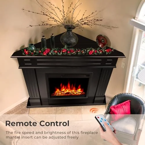 R.W.FLAME 43-inch Corner Mantel Electric Fireplace — 43 inches · Corner Black detail 2