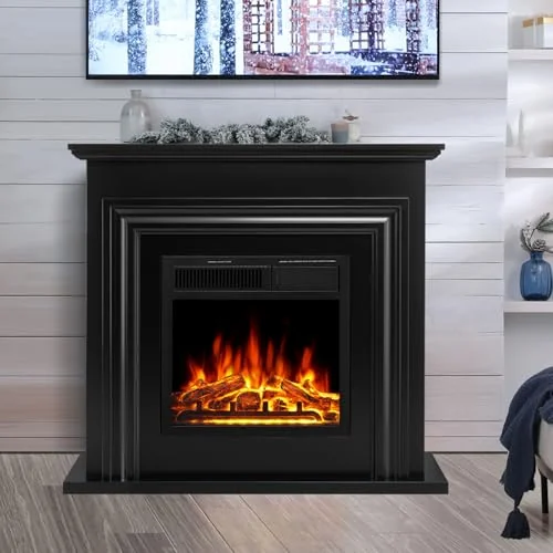 R.W.FLAME 36-inch Mantel Electric Fireplace — 36'' · Black detail 1