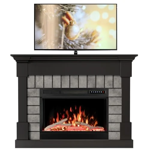 R.W.FLAME 50-inch Mantel Electric Fireplace — 50’‘ · Black-brick Grey detail 3
