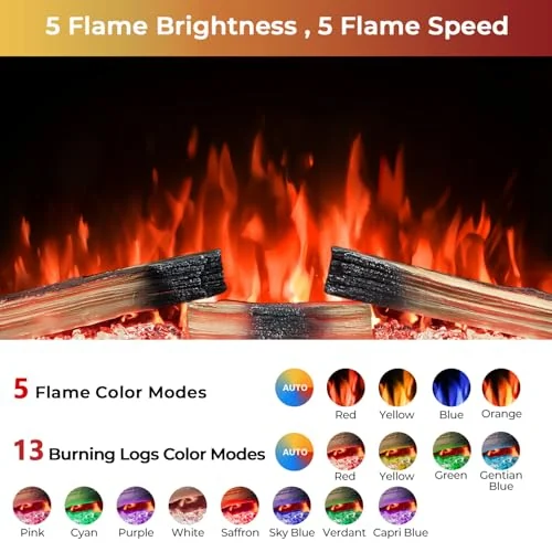 R.W.FLAME Adjustable Flame Electric Fireplace Insert — 39-inch · Black detail 3