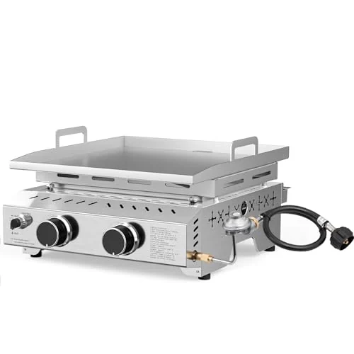 R.W.FLAME 2-Burner Tabletop Griddle — Silver detail 1