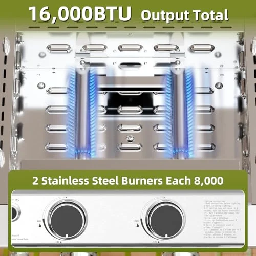 R.W.FLAME 2-Burner Tabletop Griddle — Silver detail 2
