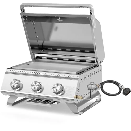 R.W.FLAME 3-Burner Tabletop Griddle — Silver detail 1