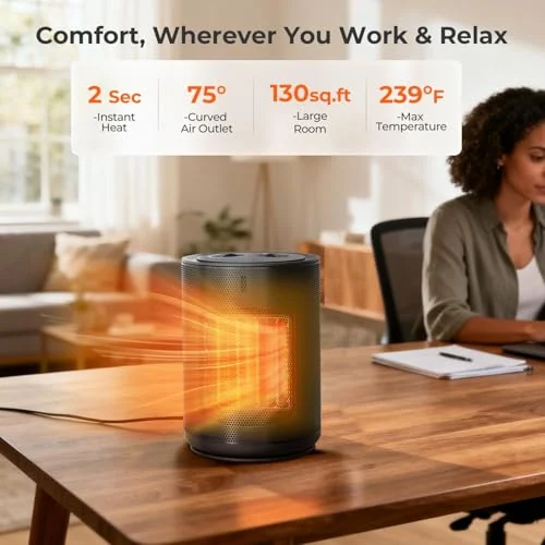 R.W.FLAME ZFH016M Ceramic Space Heater — Black-without Remote Control detail 2