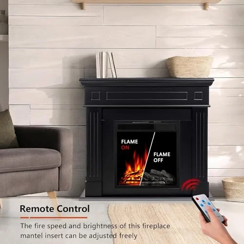 R.W.FLAME 43-inch Mantel Electric Fireplace — 43 inches · Black-new detail 3