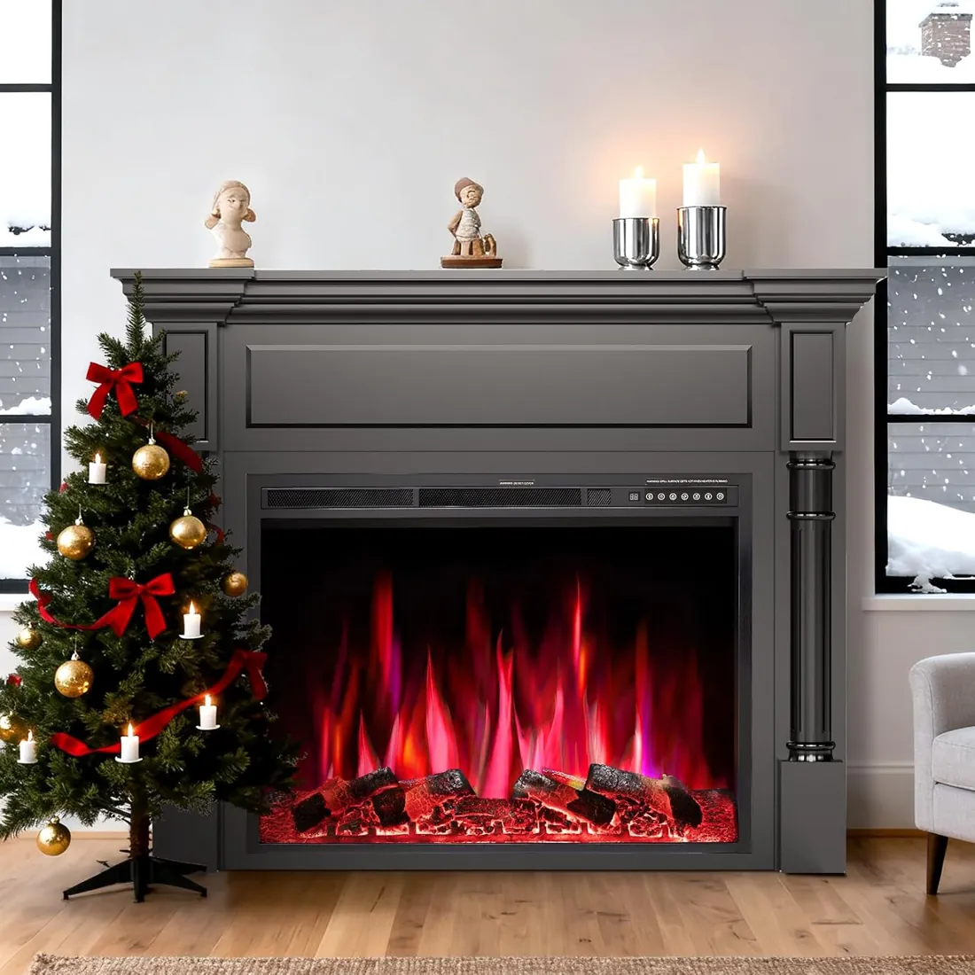 R.W.FLAME 55-inch Mantel Electric Fireplace