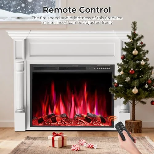 R.W.FLAME 55-inch Mantel Electric Fireplace — 55 inches · White detail 3