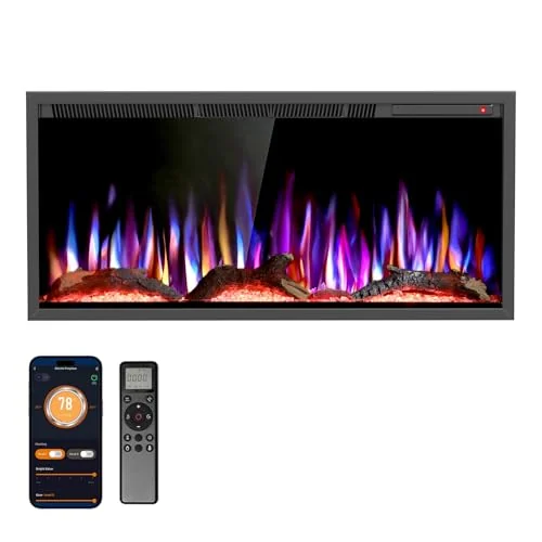 R.W.FLAME C4 Smart Electric Fireplace — 36" C4 · Black detail 1