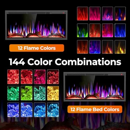 R.W.FLAME C4 Smart Electric Fireplace — 36" C4 · Black detail 3