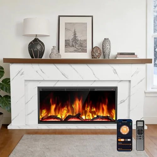 R.W.FLAME 63-inch Mantel Electric Fireplace — 63 inches · Walnut detail 1