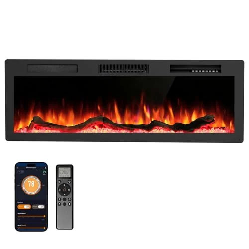 R.W.FLAME C6 Smart Electric Fireplace — 50" C6 · Matte Black detail 1