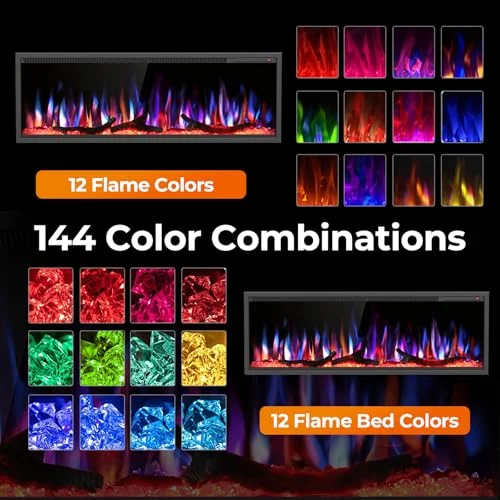 R.W.FLAME C4 Smart Electric Fireplace — 50" C4 · Black detail 3