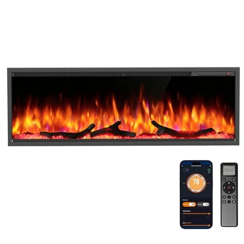 R.W.FLAME C4 Smart Electric Fireplace — 50" C4 · Matte Black detail 1