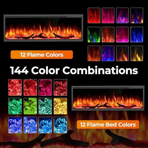 R.W.FLAME C4 Smart Electric Fireplace — 50" C4 · Matte Black detail 3