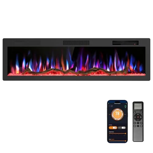 R.W.FLAME C6 Smart Electric Fireplace — 60" C6 · Black detail 1