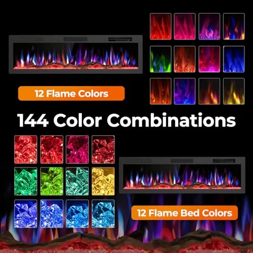 R.W.FLAME C6 Smart Electric Fireplace — 60" C6 · Black detail 3