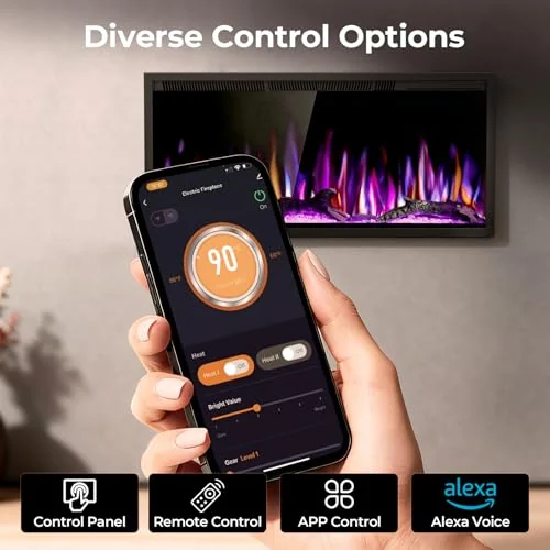 R.W.FLAME C4 Smart Electric Fireplace — 36INCH-C4 · Black detail 3
