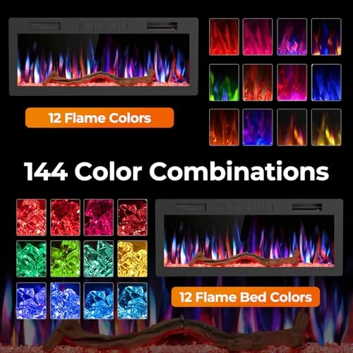 R.W.FLAME C6 Smart Electric Fireplace — 42" C6 · Black detail 3