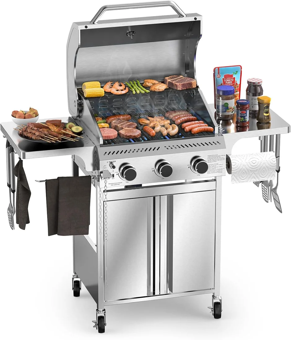 3-Burner Gas Grill — 24,000 BTU