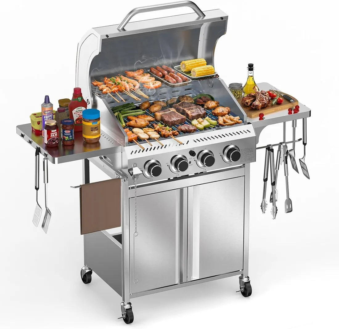 R.W.FLAME 4-Burner Gas Grill — 32,000 BTU