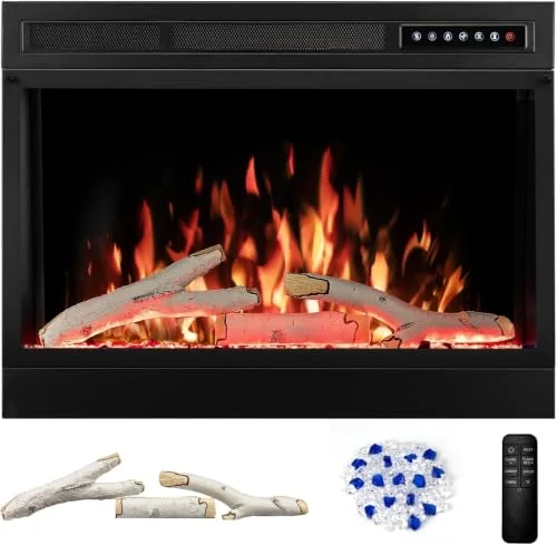 R.W.FLAME Adjustable Flame Electric Fireplace Insert — 28" · Black detail 1